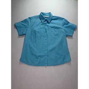 Columbia Sportswear Womens Short Sleeve Button Down Shirt Top Blue‎ Large